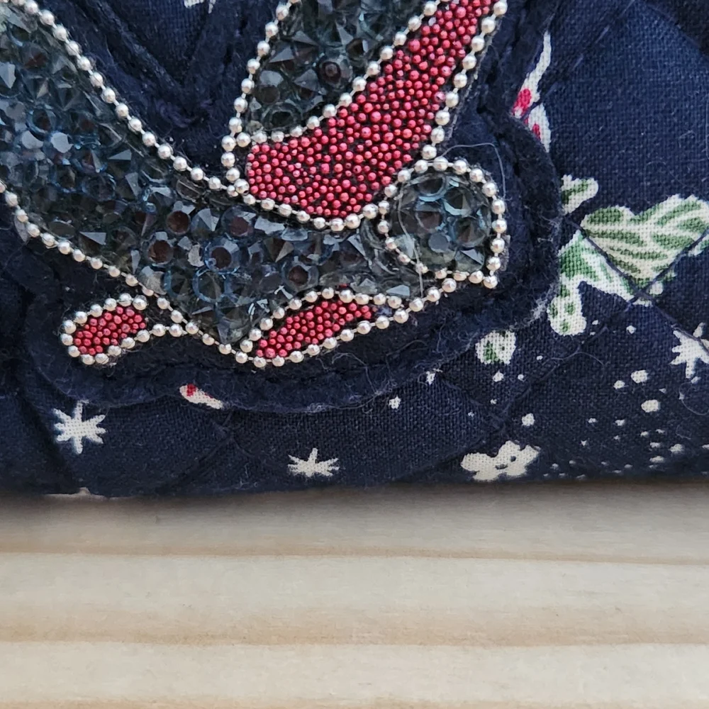 Vera Bradley Holiday Owls Zippered Camshell Cosmetic Pouch Bag Case
